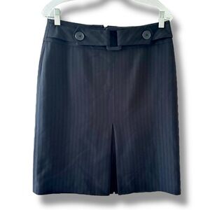 Vintage Y2K Worthington Black Pinstripe Buckle Front Slit Skirt Women's Size 8